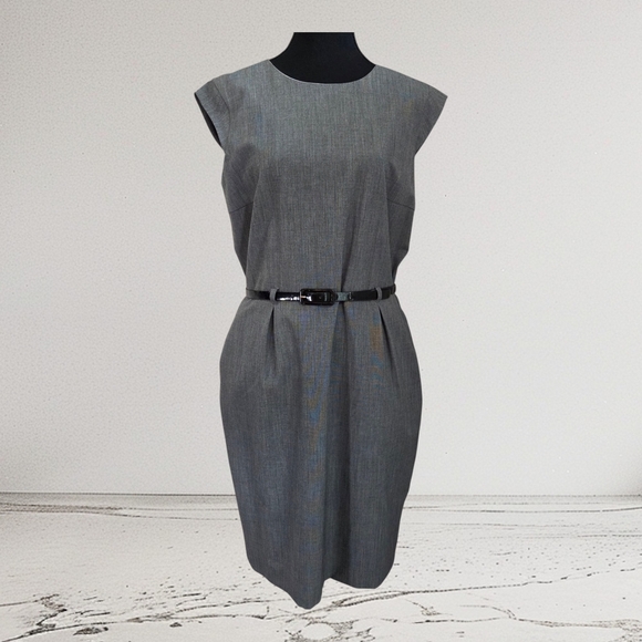 Simons Charcoal Gray Midi Dress With Pockets And Cap Sleeves Size 10 - Picture 1 of 7